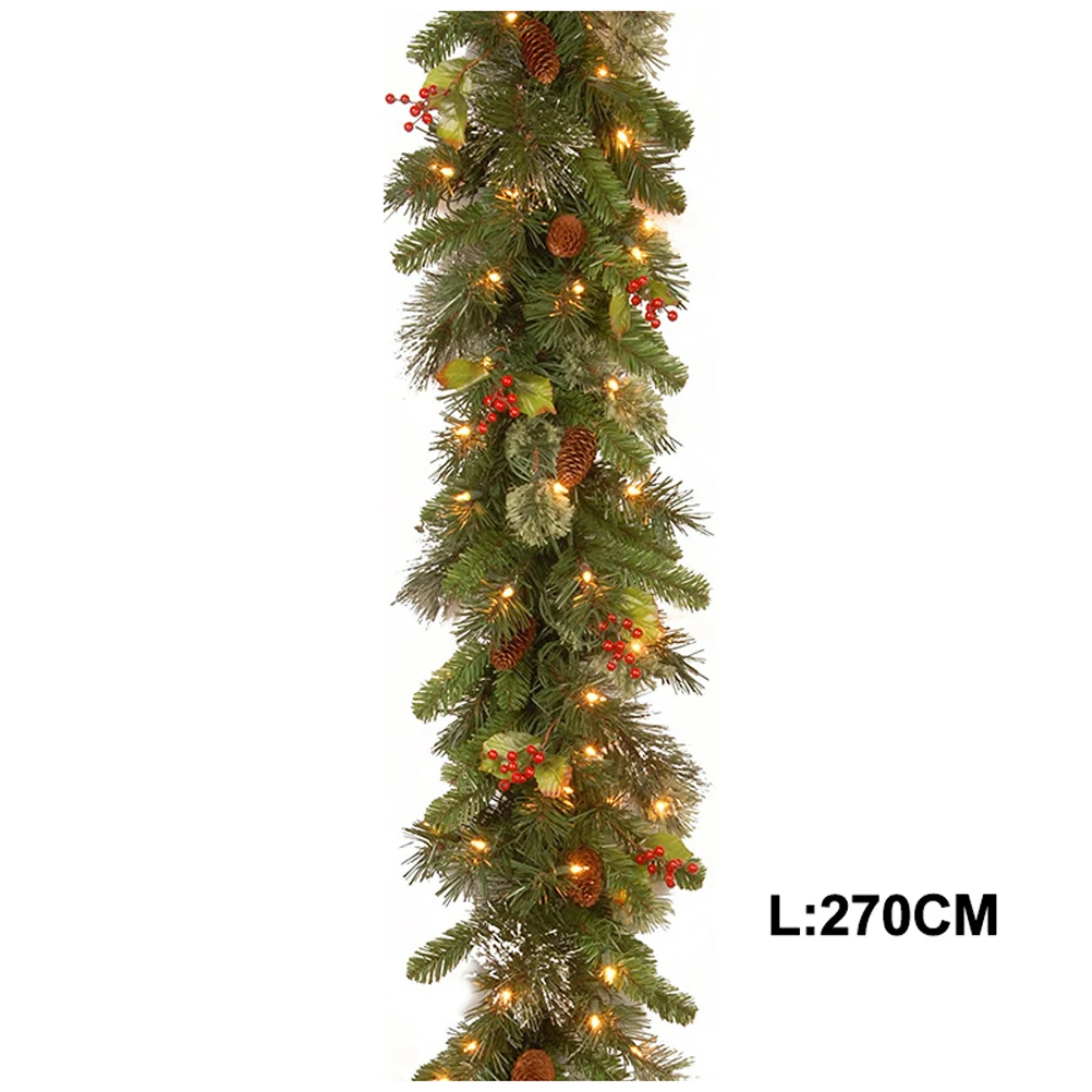 

Рождественская ротанговая гирлянда с 50 светодиодами, искусственная гирлянда, украшения для рождественской елки, камина, лестницы, двери, са...