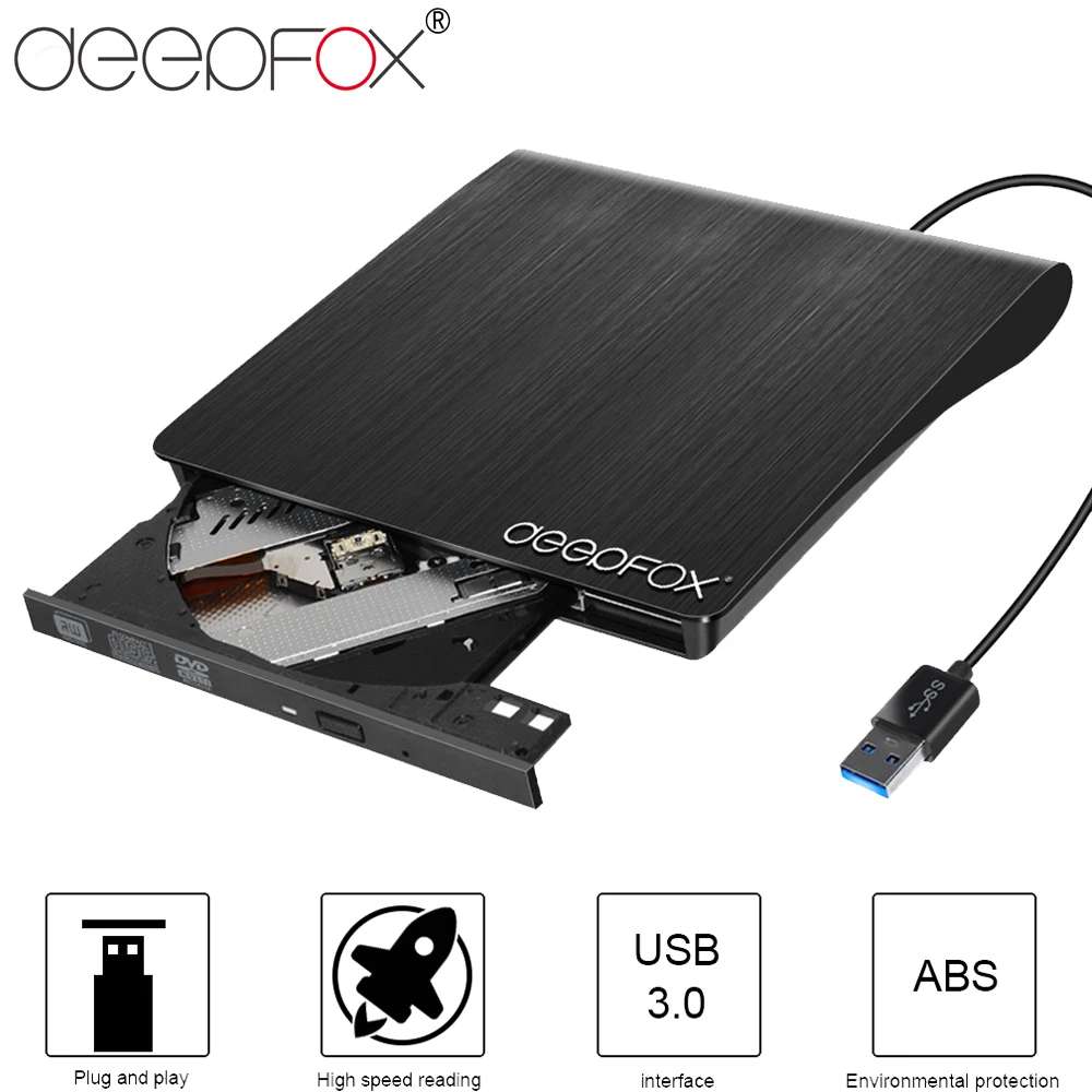 Внешний компакт диск Deepfox USB 3 0 +/ RW DVD оптический привод CD/DVD плеер Запись для ПК