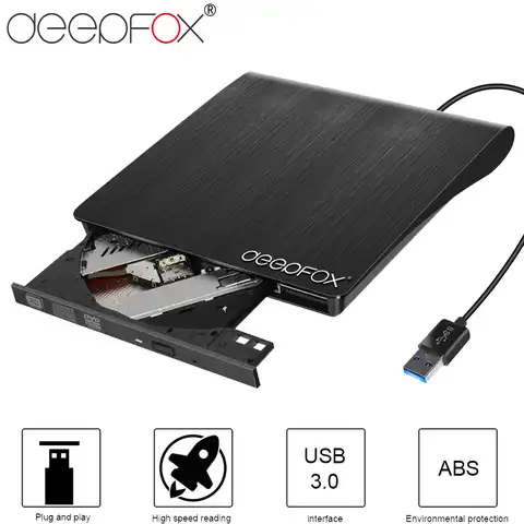 Deepfox USB 3,0 тонкий внешний DVD RW CD записывающее устройство чтения проигрыватель оптические приводы для ноутбука ПК Dvd горелка Dvd портативный