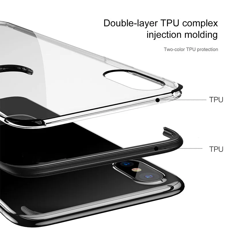 Роскошный защитный чехол Baseus для iphone X мягкие чехлы из ТПУ цветные роскошные