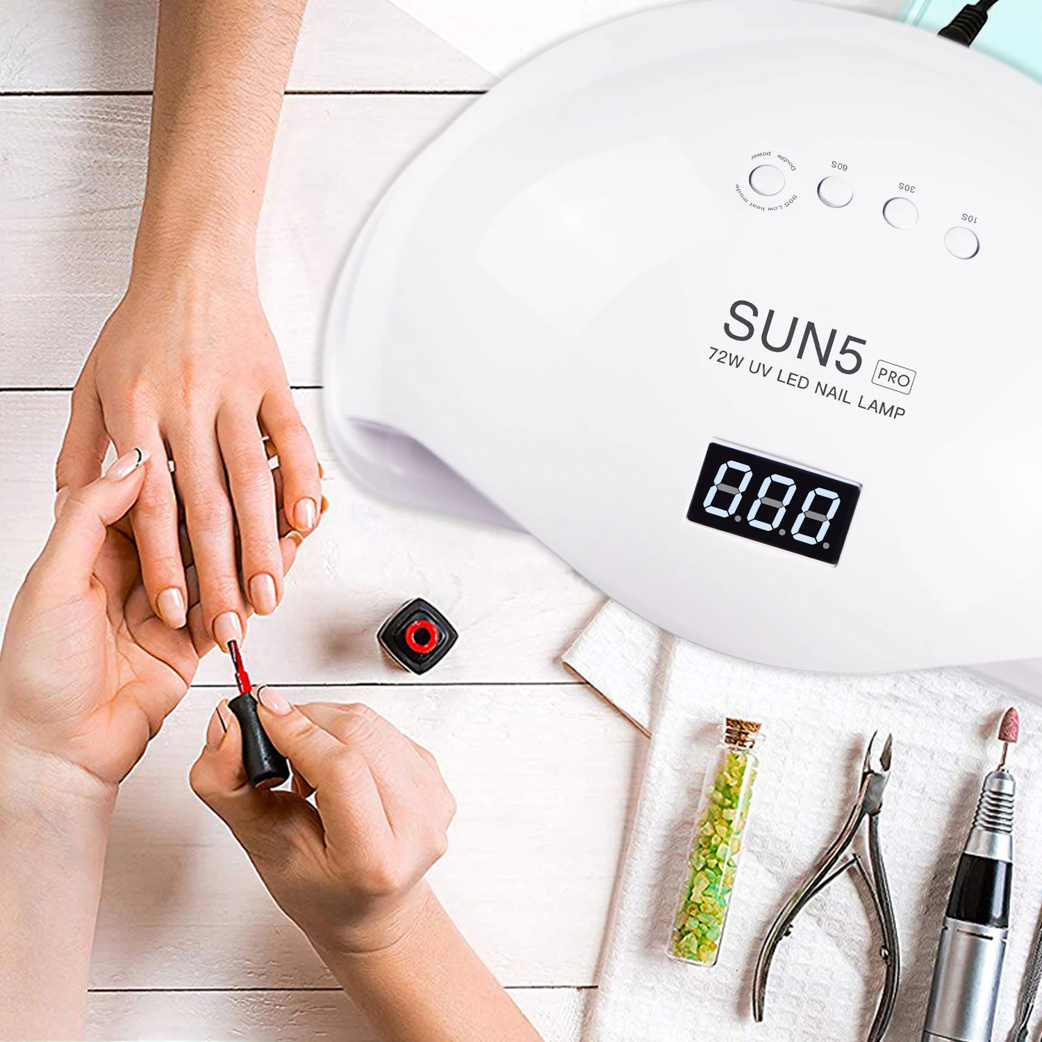 УФ лампа SUN5 PRO 72 Вт светодиодная для сушки ногтей гель лака с нижним таймером ЖК