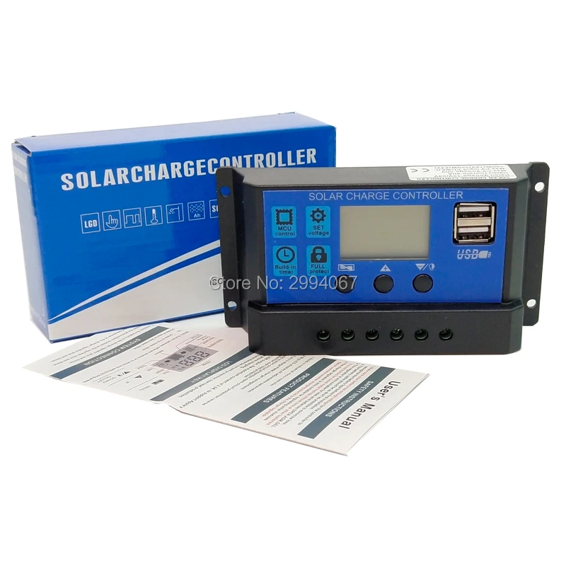 10 шт х 30A 20A 10A DC12V 24V режимы Auto PWM Солнечные фотоэлектрические Панель Батарея