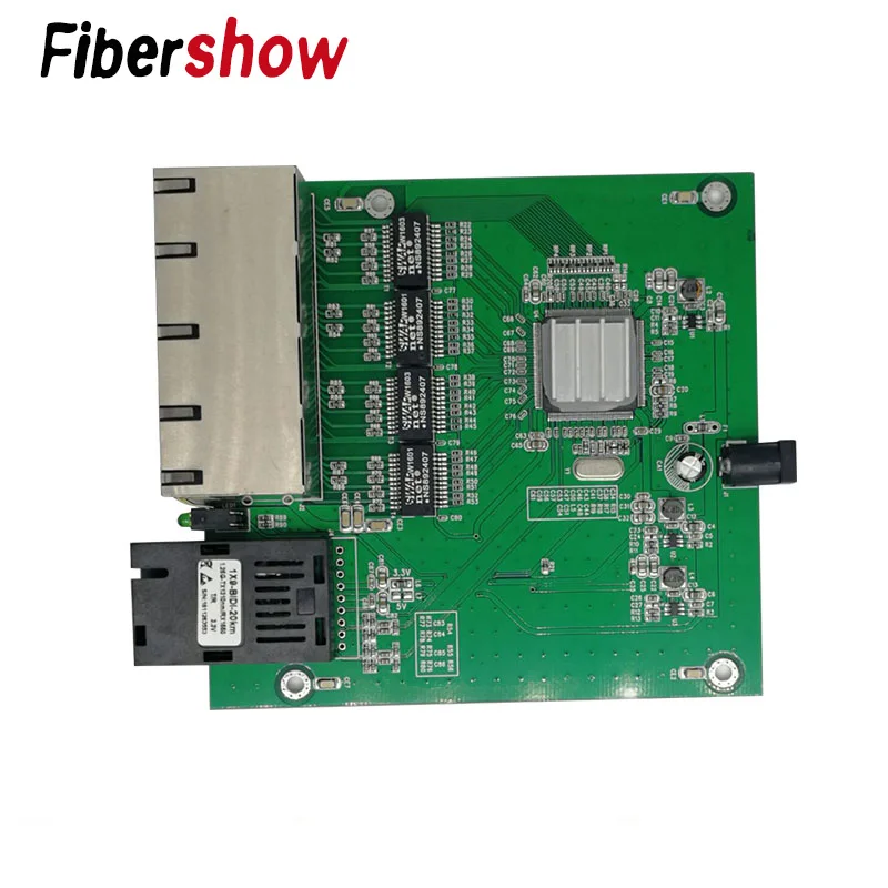 Гигабитный Ethernet-коммутатор 8 RJ45 1 SC оптический медиа конвертер одномодовый волоконно-оптический Порты и разъёмы 10/100 м блок печатных плат