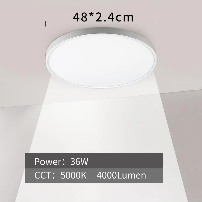 36W-5000K Современный светодиодный потолочный светильник D480mm D600mm Home Lighting 5000 K, лампа для кухни, спальни, ванной комнаты, ультратонкая потолочная лампа для монтажа на поверхности - Цвет корпуса: 36W-5000K