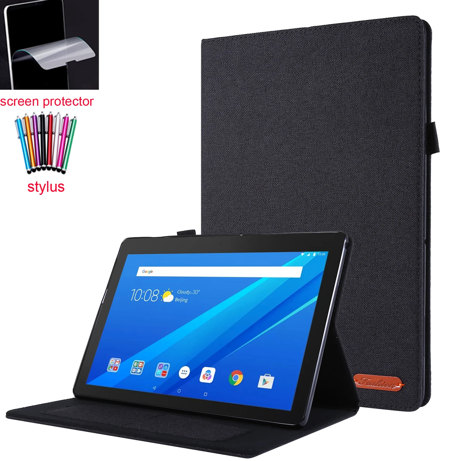 

Чехол-книжка с подставкой для Lenovo tab M10 HD/FHD 10,1 дюйма TB-X605 X505, задняя крышка из ТПУ со слотом для карт и защитой экрана и стилусом