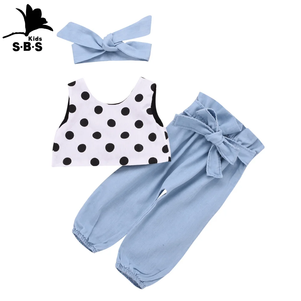 Новое поступление 2019 летний комплект из 3 предметов для маленьких девочек жилет с