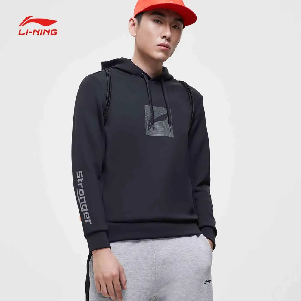 Li-Ning Мужская Спортивная толстовка с капюшоном, обычная посадка, 92% полиэстер, 8% спандекс, комфортный спортивный свитер с подкладкой из интерлока, AWDN983 COND18