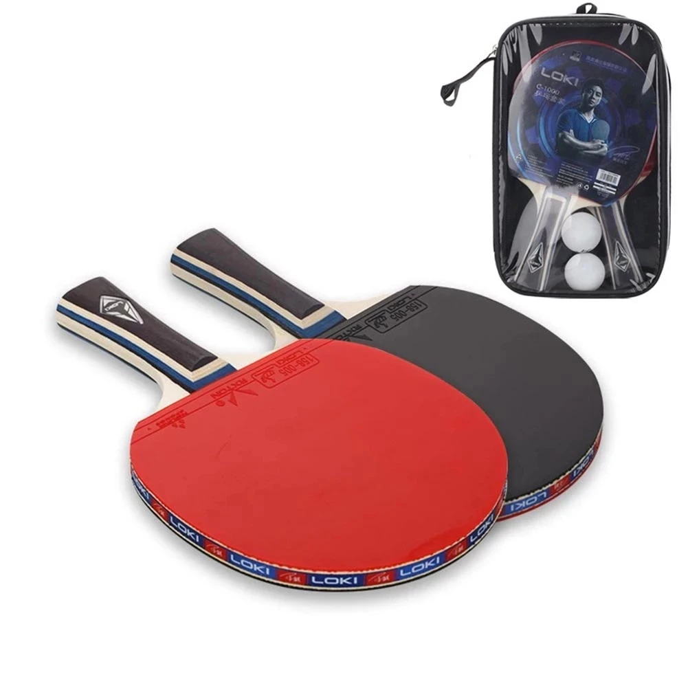 

2pcs Table Tennis Rackets Set 5 Layers Pure Wood With ITTF Approved Rubbers Training Ping Pong Paddle Bat For Children Student