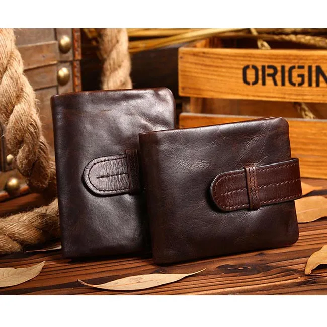 Классический мужской бумажник из натуральной кожи кошелек воловьей с верхним