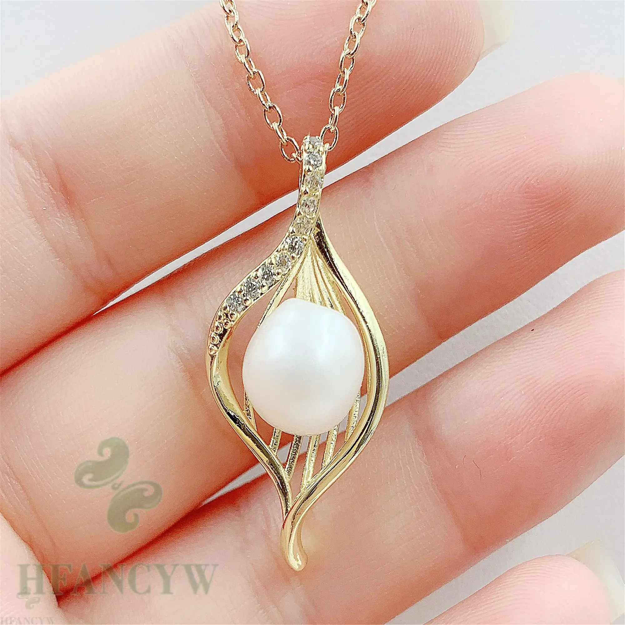 10 мм белый жемчуг барокко Стразы кулон 18 дюймов ожерелье культивированный