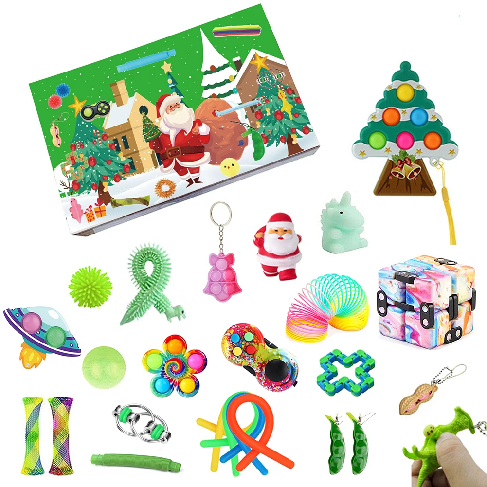 

2021 Advent Calendar Squeeze Toys Kids Gift 24Pcs Christmas Little Dolls Bubble Popping Anti Stress Squishy Sensory Fidget Sets