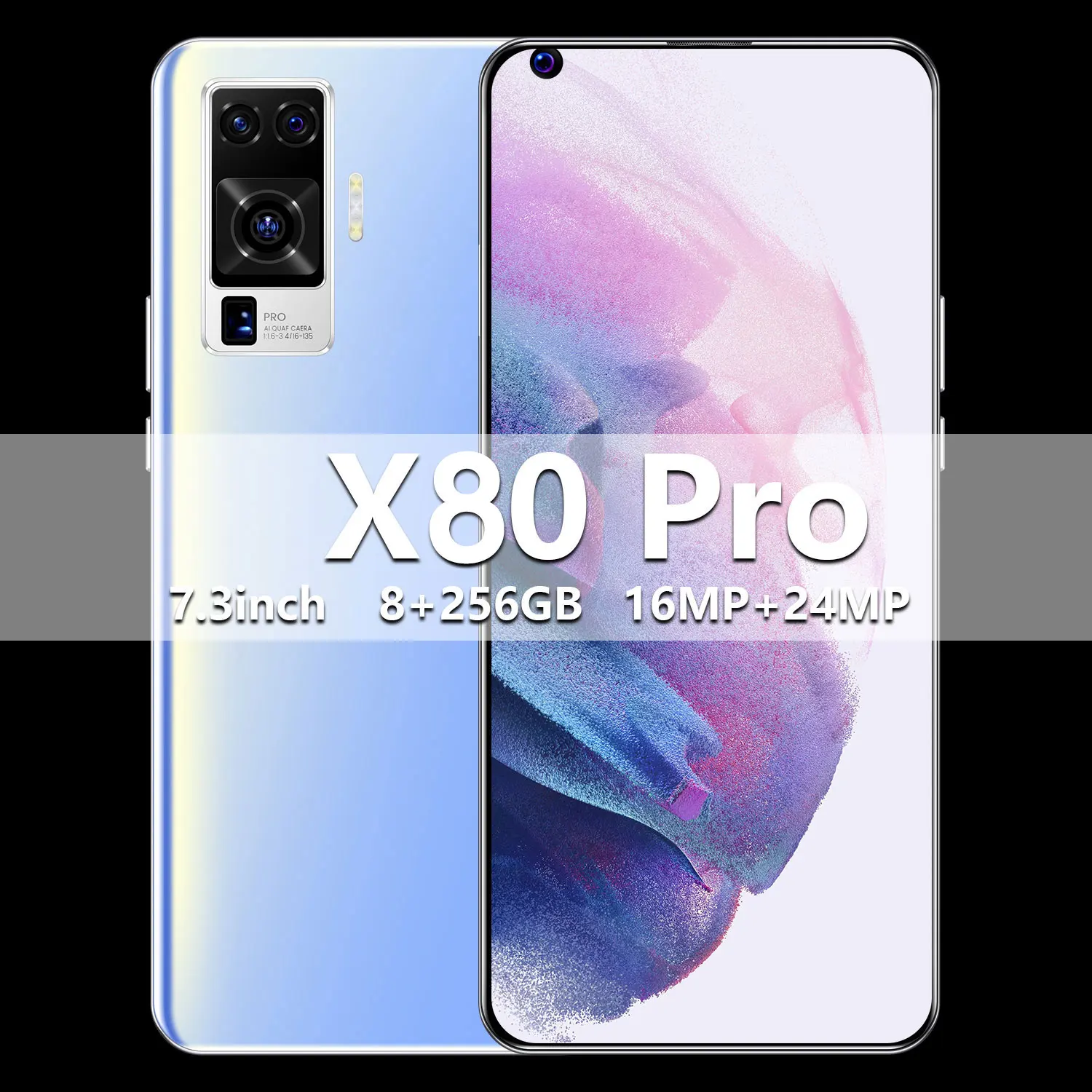 X80pro7-tel&eacute;fono inteligente versi&oacute;n Global, dispositivo con pantalla de 7,2 pulgadas, 8 + 256GB, 16 + 32MP, bater&iacute;a de 6800mAh, compatible con Google, GPS, identificaci&oacute;n facial, 10 n&uacute;cleos, Android-3