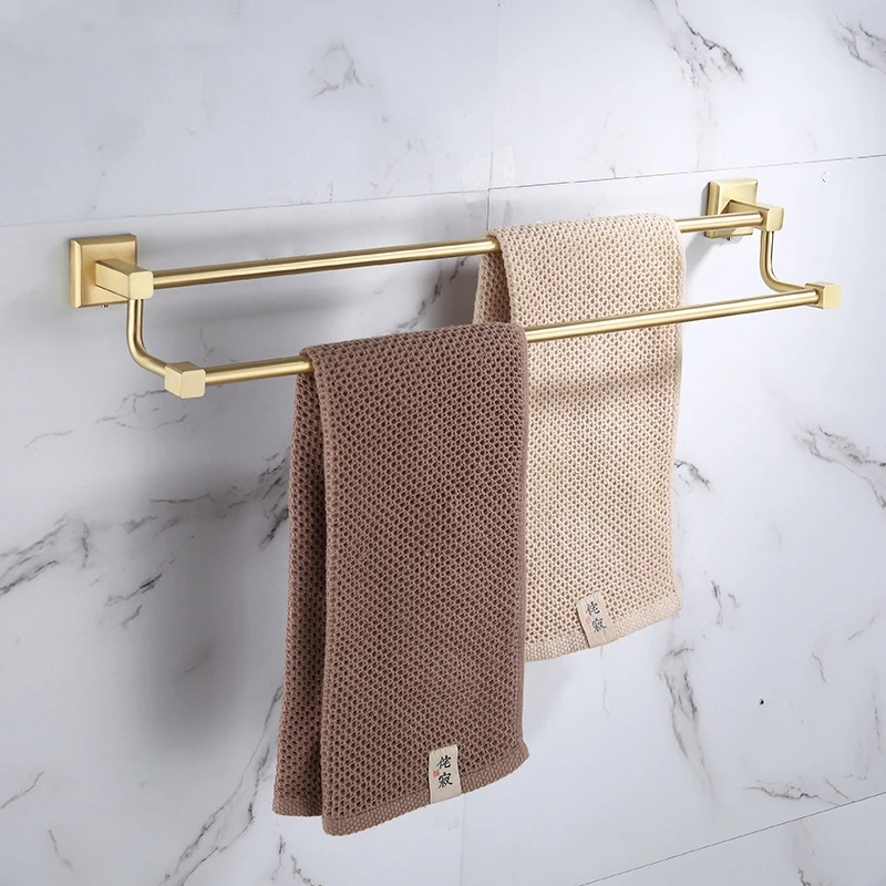 Аксессуары для ванной комнаты из твердой латуни Золотая Полка полотенец 60 см