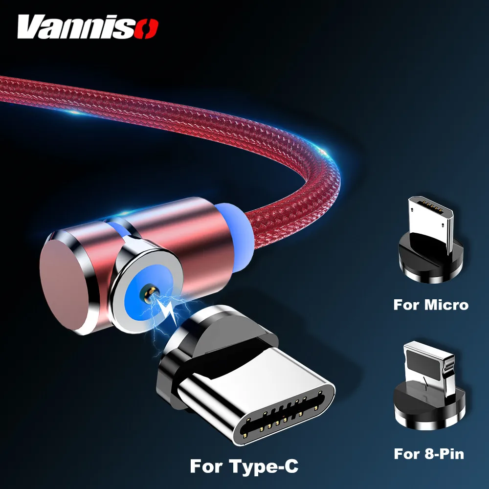 Магнитный кабель Vanniso 2 м 4 А для iPhone XS X XR 7 Micro USB быстрое зарядное устройство Type C
