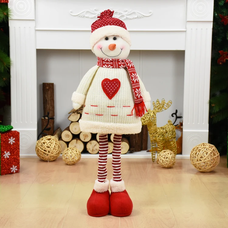 Год 100cm Christmas Dolls Retractable Santa Claus Snowman Elk Toys Figurines Christmas Gift Tree Ornament