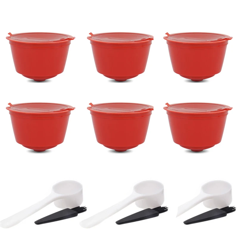 6PC red Фильтр для кофе многоразовый заполненный капсульный фильтр чашка бариста инструменты эспрессо Инструмент совместим с nestle машина - Цвет: 6PC red