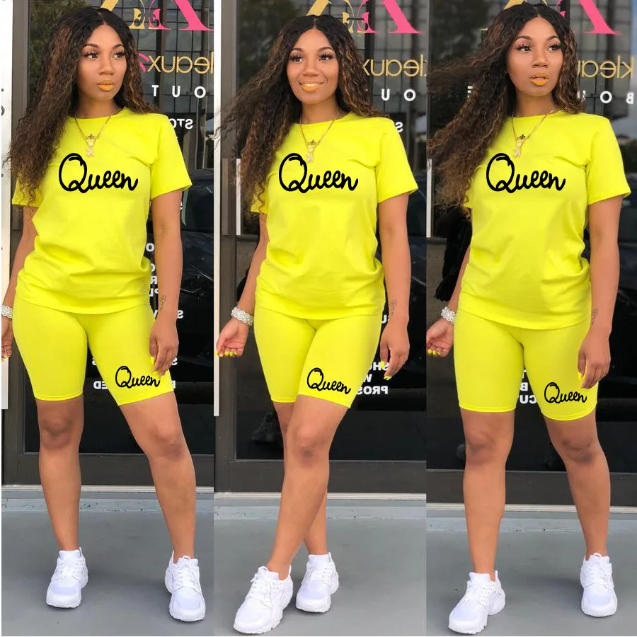 Женский летний комплект из двух предметов футболка с коротким рукавом и круглым