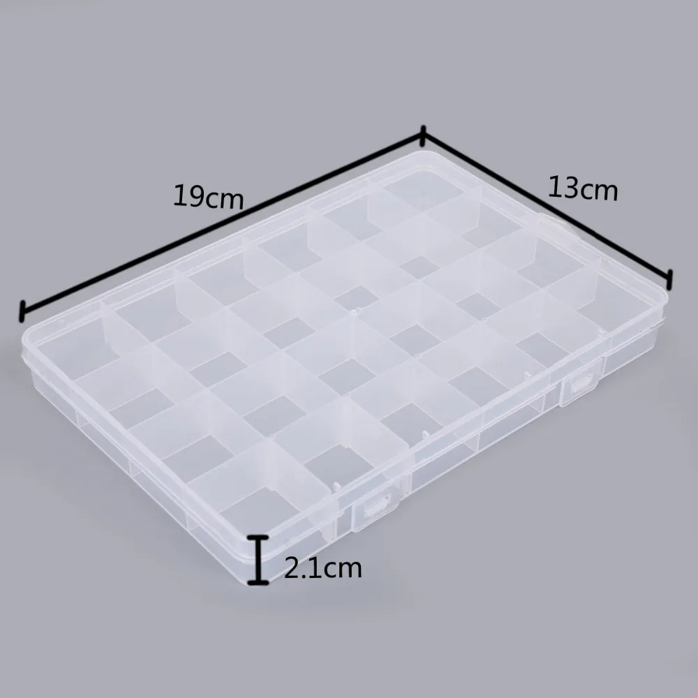 

24 Slots Adjustable Jewelry Necklace Transparent Storage Box Case Holder Craft Organizer Beads Jewelry Container