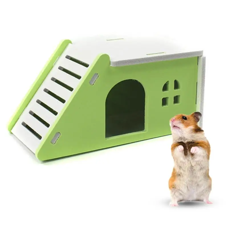 

Small Pet Hamster Hideout House Cage Gerbil Climbing Playing Huts With Ladder Rodent Exercise Toy Supplies For Guinea Pig Ferret