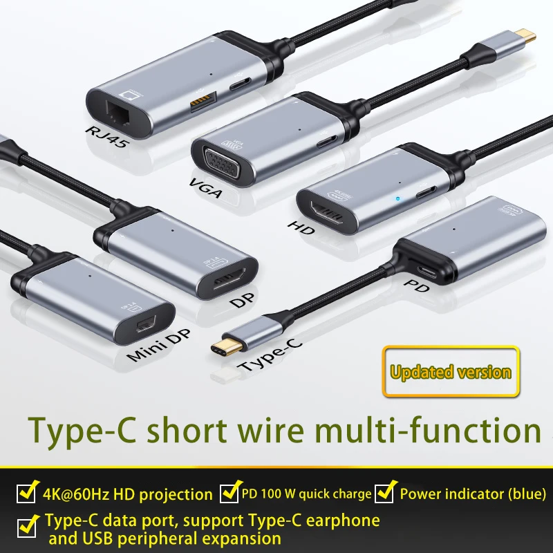 4K 60Hz USB C Type к rj45/VGA/DP/HDMI-совместимый/Мини DP кабель для быстрой зарядки адаптер MacBook