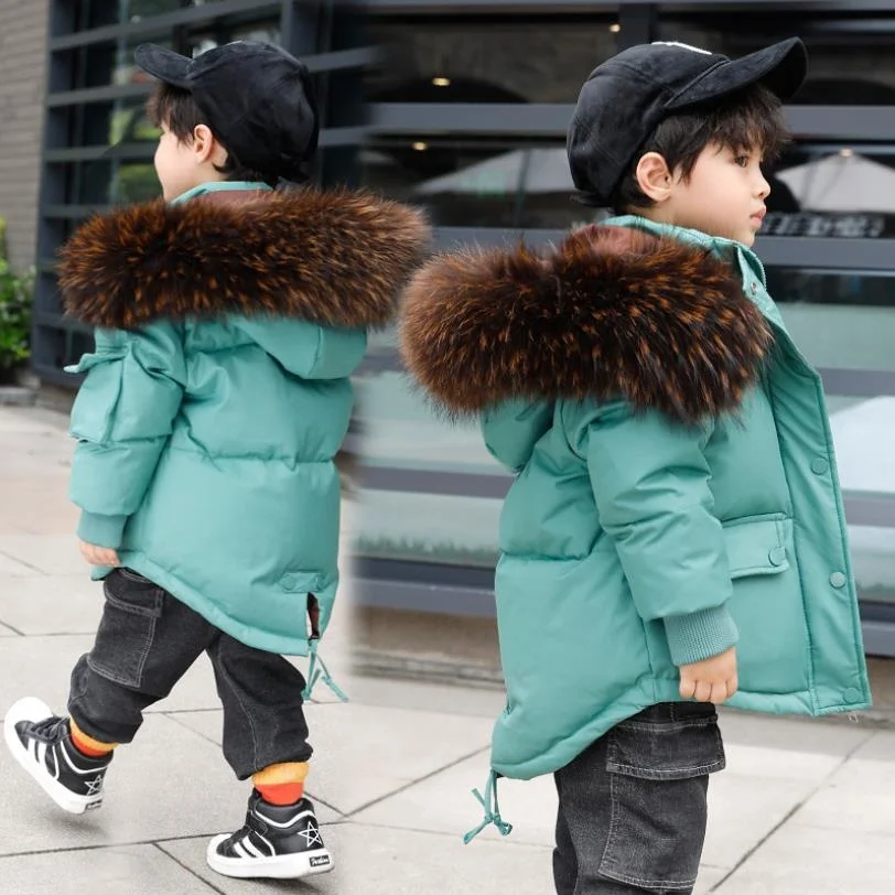 

-30 Children Winter Hooded Coat Thick Warm Long Down Jacket For Boy Parka Kids clothes Teen clothing Outerwear snowsuit 2-10 Yrs