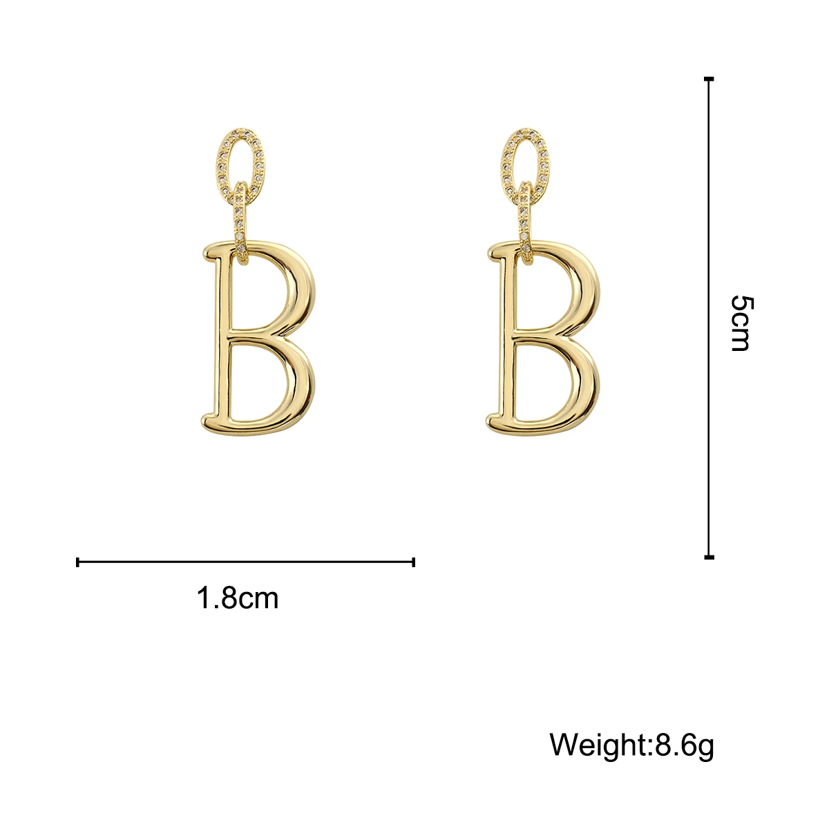

AMORCOME Trendy Letter B Dangle Earrings for Women Gold Color Rhinestone Geometric Hanging Earrings Fashion Jewelry