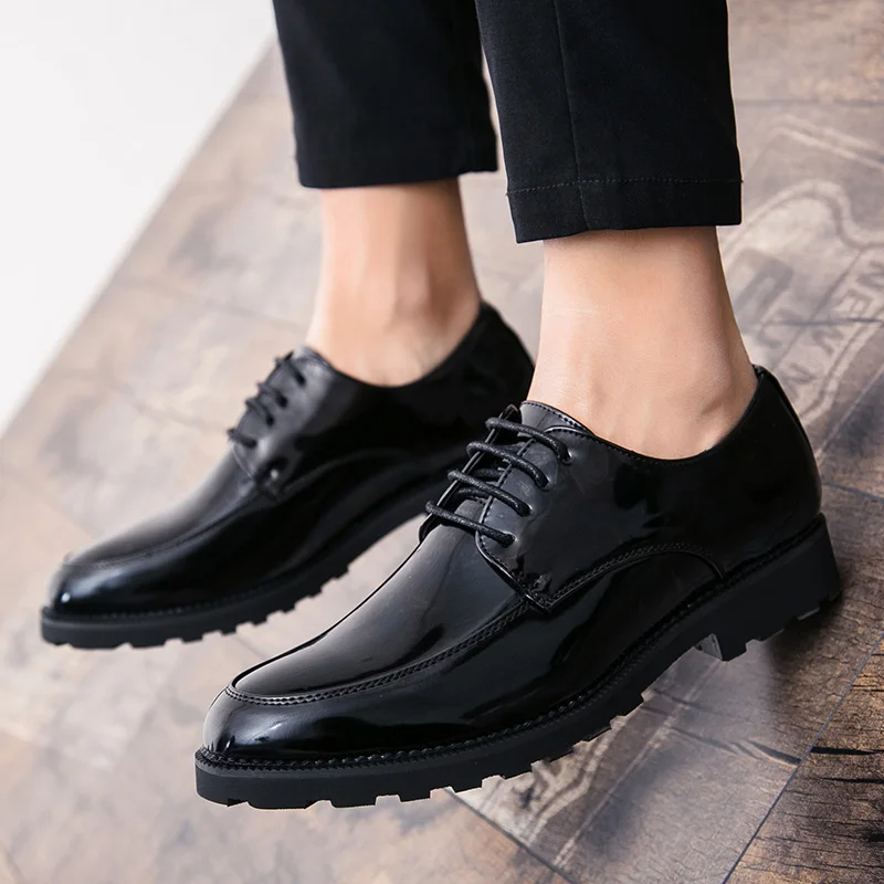 Мужские кожаные туфли оксфорды Модные Классические осенние на шнуровке обувь