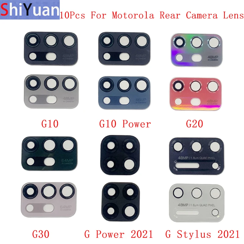 

10Pcs Back Rear Camera Lens Glass For Motorola Moto G10 G10Power G20 G30 G50 G60 G Power G Stylus 2021 Camera Glass Lens