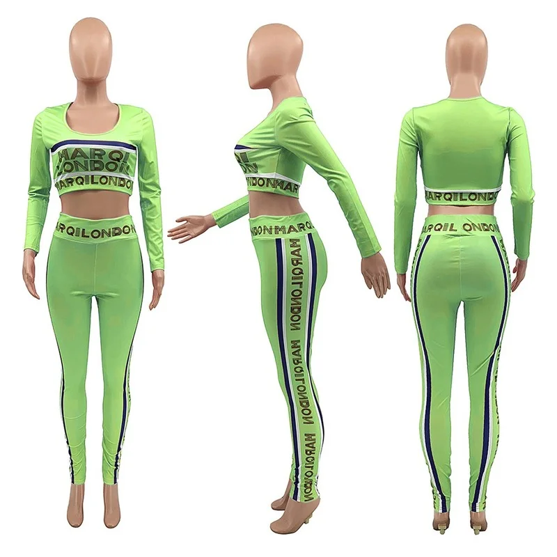 

2021 Women's Spring and Autumn New Fashion Sexy Casual Letter Positioning Printing Two-piece Suit DAFIFY