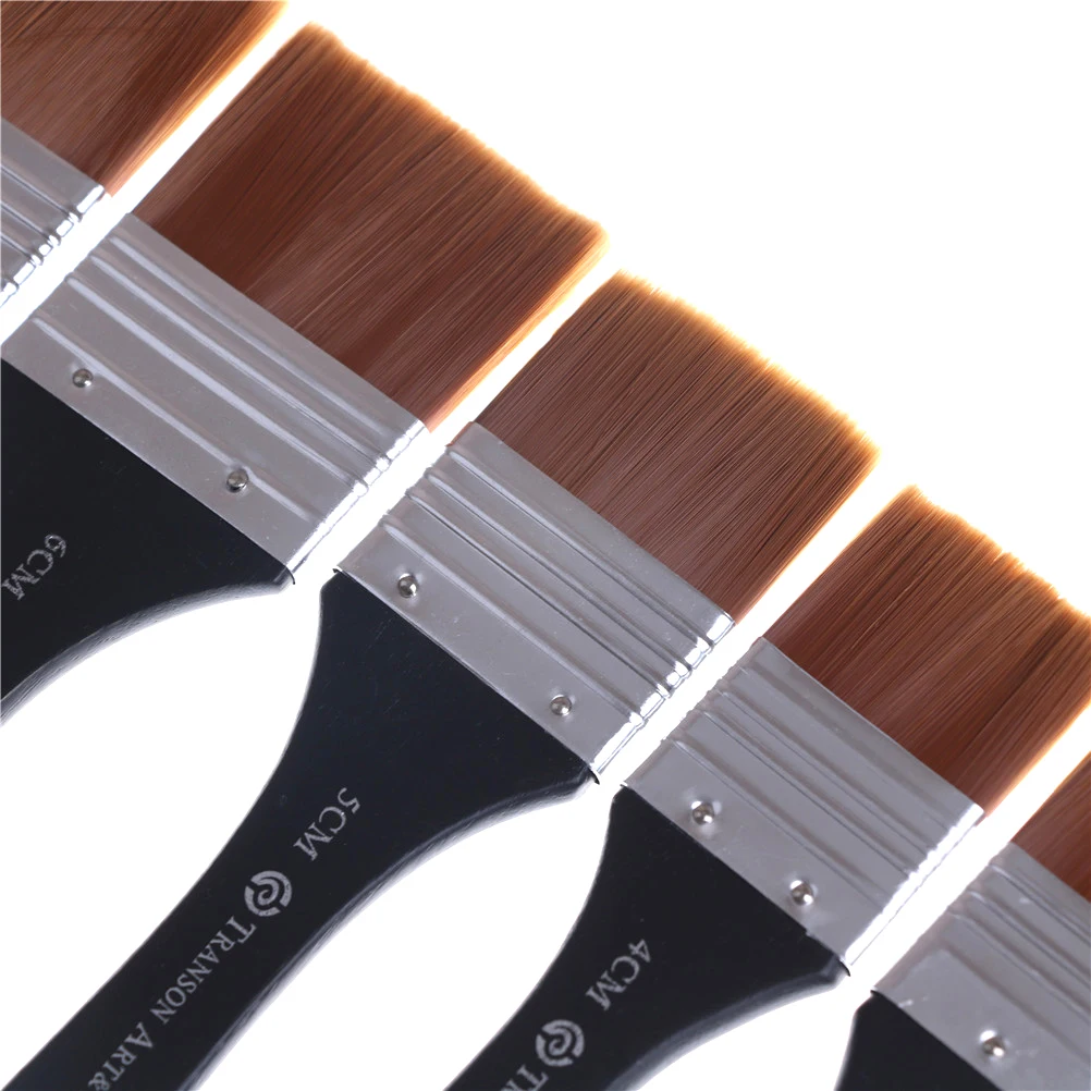 

3/3/4/5/6/7/8CM Paint Brush Long Flat Head Cleaning Brush Gouache Acrylic Painting Brush Oil Brush Painting Wall Art Supplies