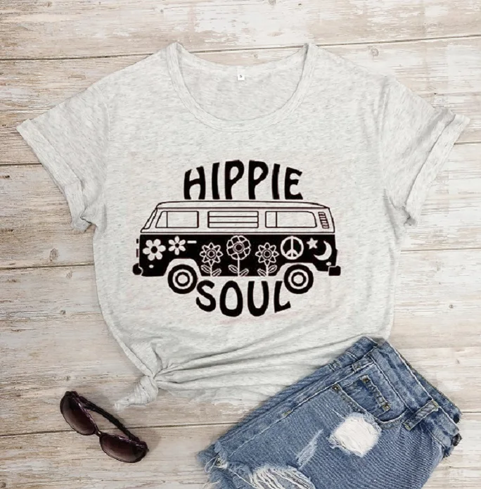 Хиппи Soul Футболка гранж tumblr camisetas уличный стиль эстетический Графический Забавный хлопок автомобиль для женщин Искусство Винтаж Футболка 90s Топ