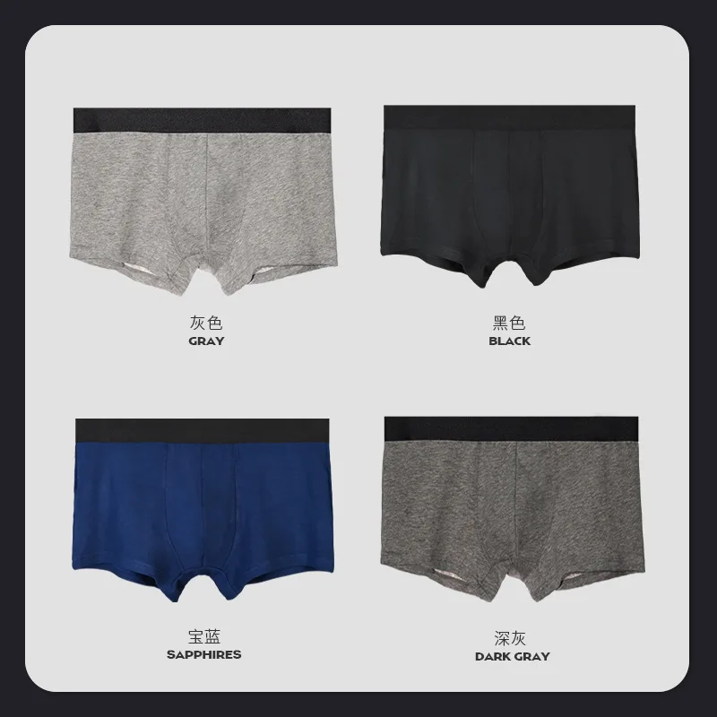 

4Pcs Modal Male Panties Mens Underwear Middle Waist Breathable Man Boxer Solid Underpants Comfortable Shorts Sexy Lingerie