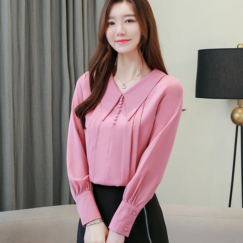 Moda mulheres Топы Blusas 2019 рубашки Banca новые блузки шифоновые camisa манга longa 713B3|Блузки| |