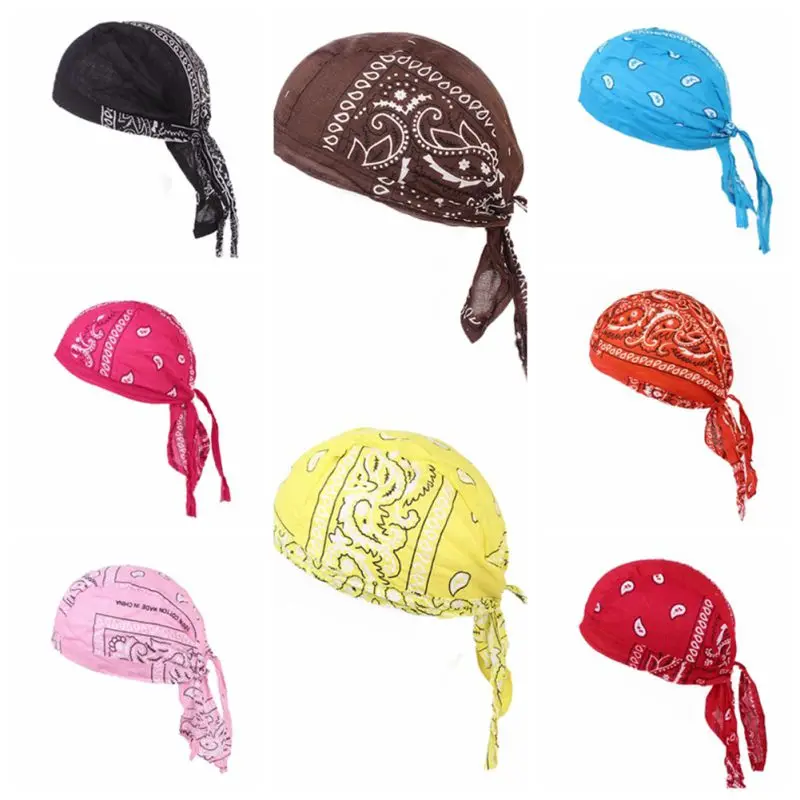 

Cycling Bandana Cap Beanie Lightweight Adjustable Cotton Biker Hat Hood Headband Headscarf
