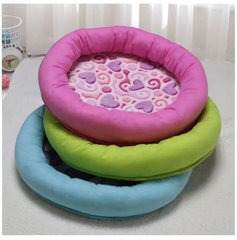 

Cheap Pet Dog Cat Bed Round Coral Fur Cat Warm Bed House Soft Fur Bed Dog Cat Nest 2 In 1 Cat Bed Made In China