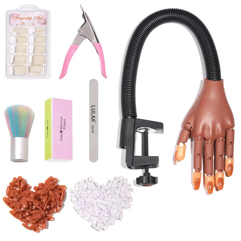 

1 тренировка, накладная рука + 100 шт. наконечников для ногтей, гибкий держатель, регулируемая модель «сделай сам» для дизайна ногтей, ручной М...