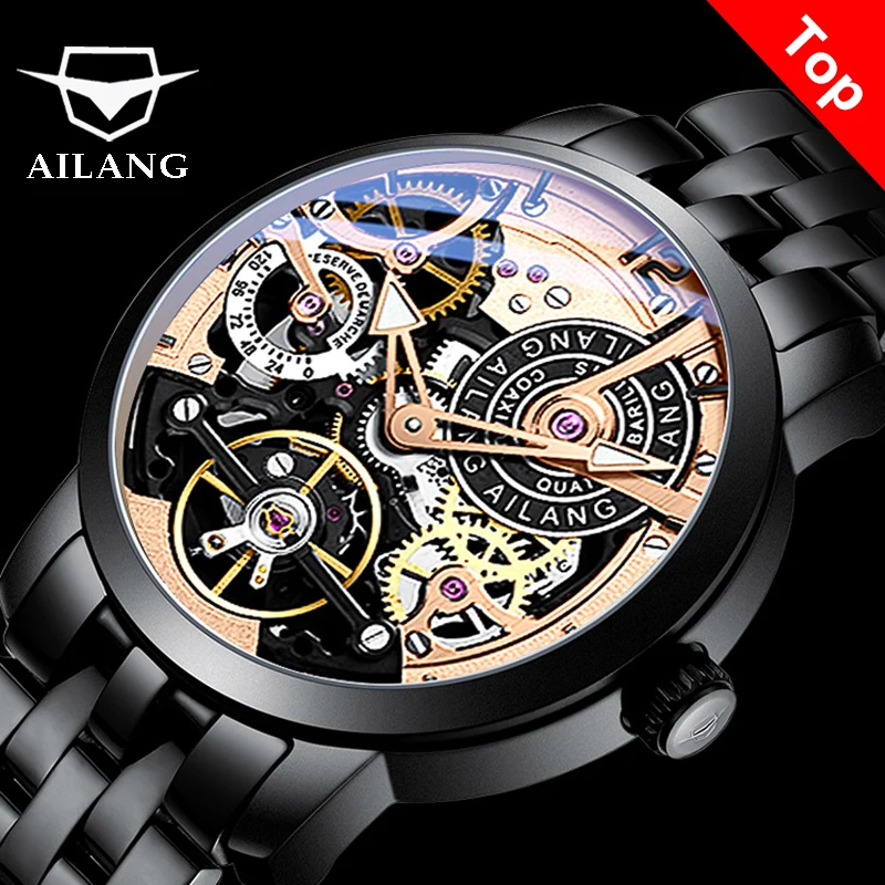

AILANG Original design watch automatic tourbillon wrist watches men montre homme mechanical Leather pilot diver Skeleton 2019