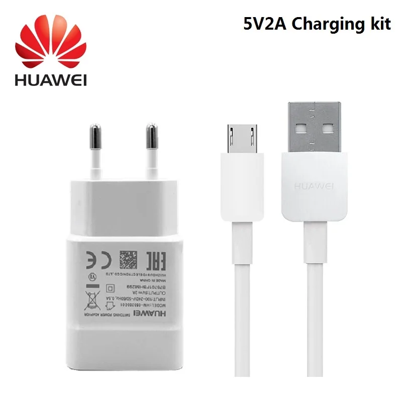 Зарядное устройство HUAWEI 5 В 2 А ЕС Micro Cable Adapter Tpye C Voor Nova 3i 2i Honor 8x 7c P6 P7 P8 P9 P10 Lite Mate 7 8 9 10