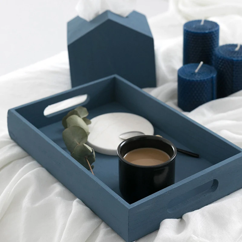 Rectangle Wooden Storage Tray Decoration Serving Trays With Handles For Home Party Breakfast Tea Desk Organizer | Дом и сад
