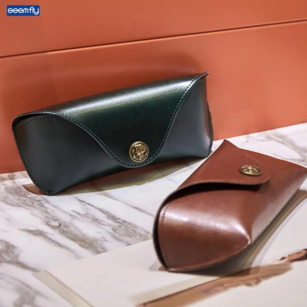 

Seemfly Retro Glasses Case PU Leather Eyewear Cases Cover for Sunglasses Women's Eyeglasses Case Men Reading Glasses Box Gift