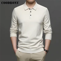 coodrony brand autumn winter new arrivals soft knitwear jerseys pure color turn down collar sweater pullover men clothing c1314