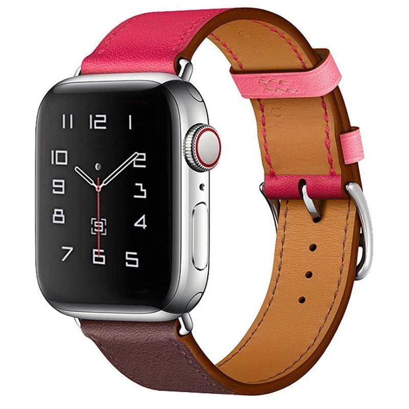 Ремешок из натуральной кожи для Apple Watch 44 мм серия 5 4 3 2 Аксессуары для всех версий 42 мм ремешок 38 мм Замена браслета 40 мм