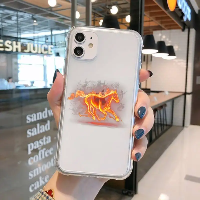 

Cool running horse Phone Case Transparent for iPhone 11 12 mini pro XS MAX 8 7 6 6S Plus X 5S SE 2020 XR