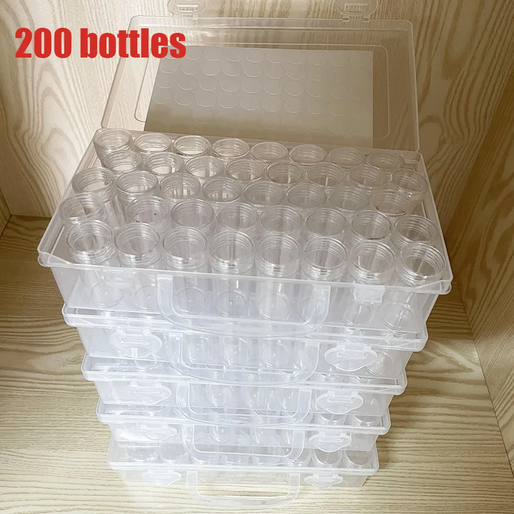 

40/80/120/160 Bottles Diamond Painting Accessory Box Container Embroidery Mosaic Tools Bead Cross Stitch Plastic Drill Storage
