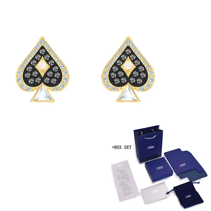 

SWA Fashion Jewelry New Tarot Magic Pierced Earrings World Mysterious Symbol Spades Pattern Crystal Ladies Romantic Premium Gift