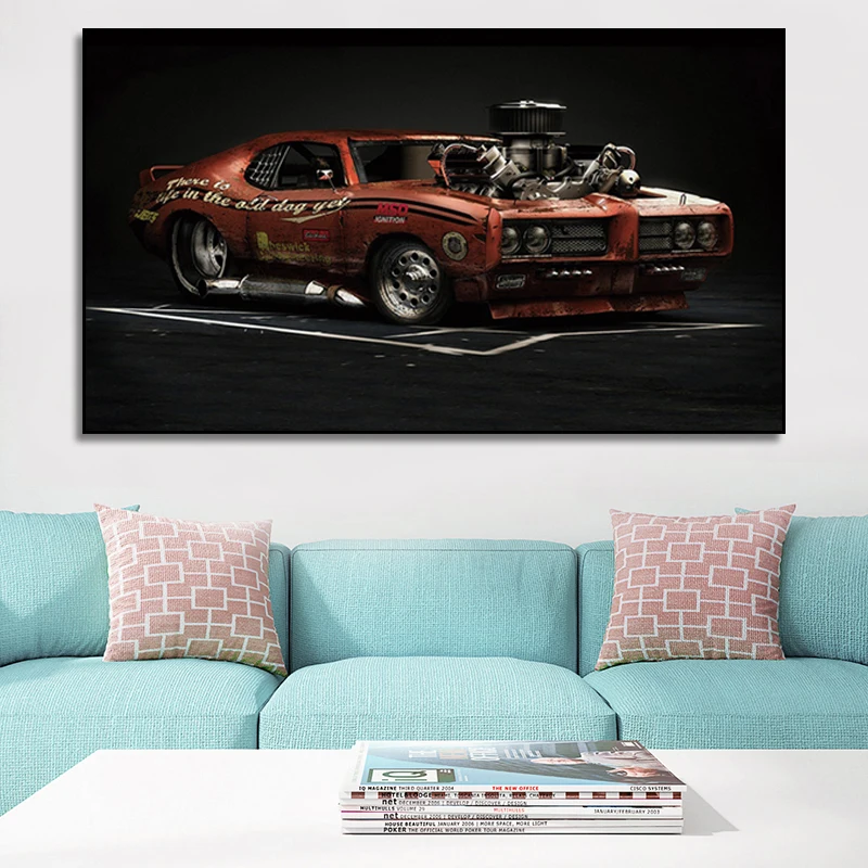 

Classic Dingqi Muscle Car Manipulation Car Cloth Poster Painting Home Art Living Room Decoration