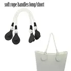 Новинка 1 пара, длинная короткая Мягкая Белая ручка из пеньковой веревки с каплями для O bag Obag, Женская сумочка, Классическая шикарная городская мини-сумка