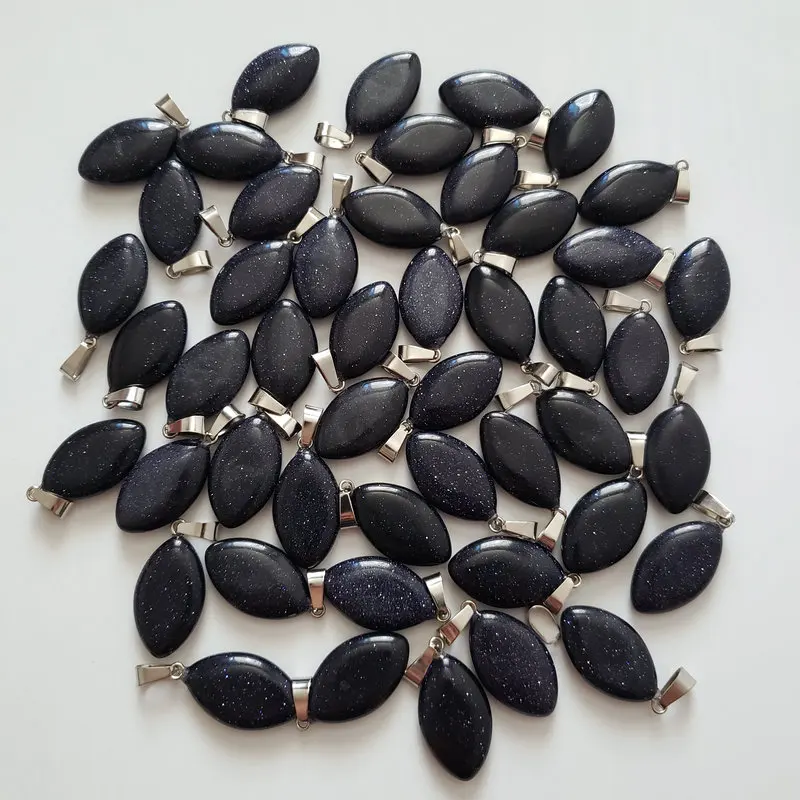 

Оптовая продажа, 50 шт./лот, модные подвески в форме конского глаза с натуральным голубым песком, подвески для ожерелья, аксессуары для самост...