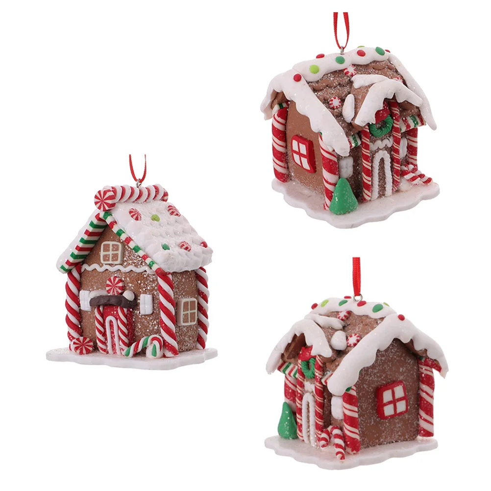 

3pcs Christmas Hanging Mini House Festive Embellishment Hanging Ornament