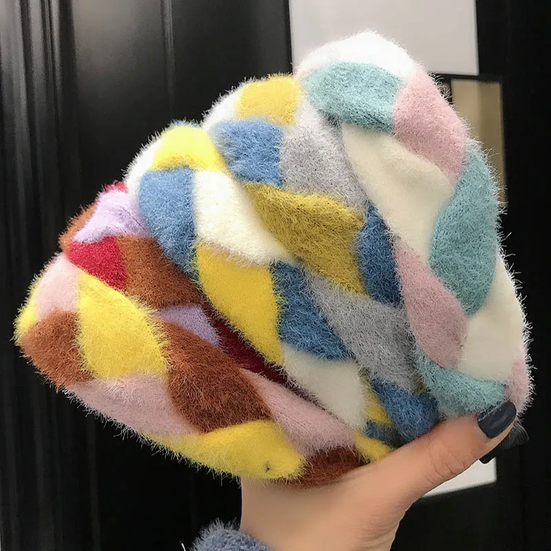 Ободок для волос Теплый Женский модная повязка на голову с перехлёстом узлом